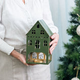 Lune Enamel Tealight House Green 17x29cm