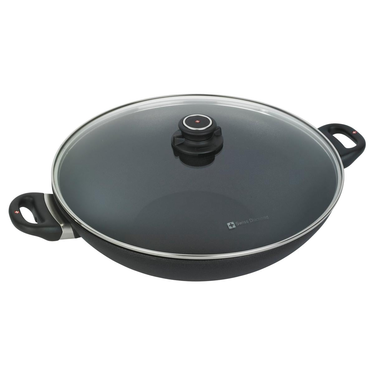 Swiss Diamond XD Induction Wok with Lid & Tempura Rack 36cm (6L)