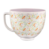 Close-up of wildflower patterned ceramic mixing bowl