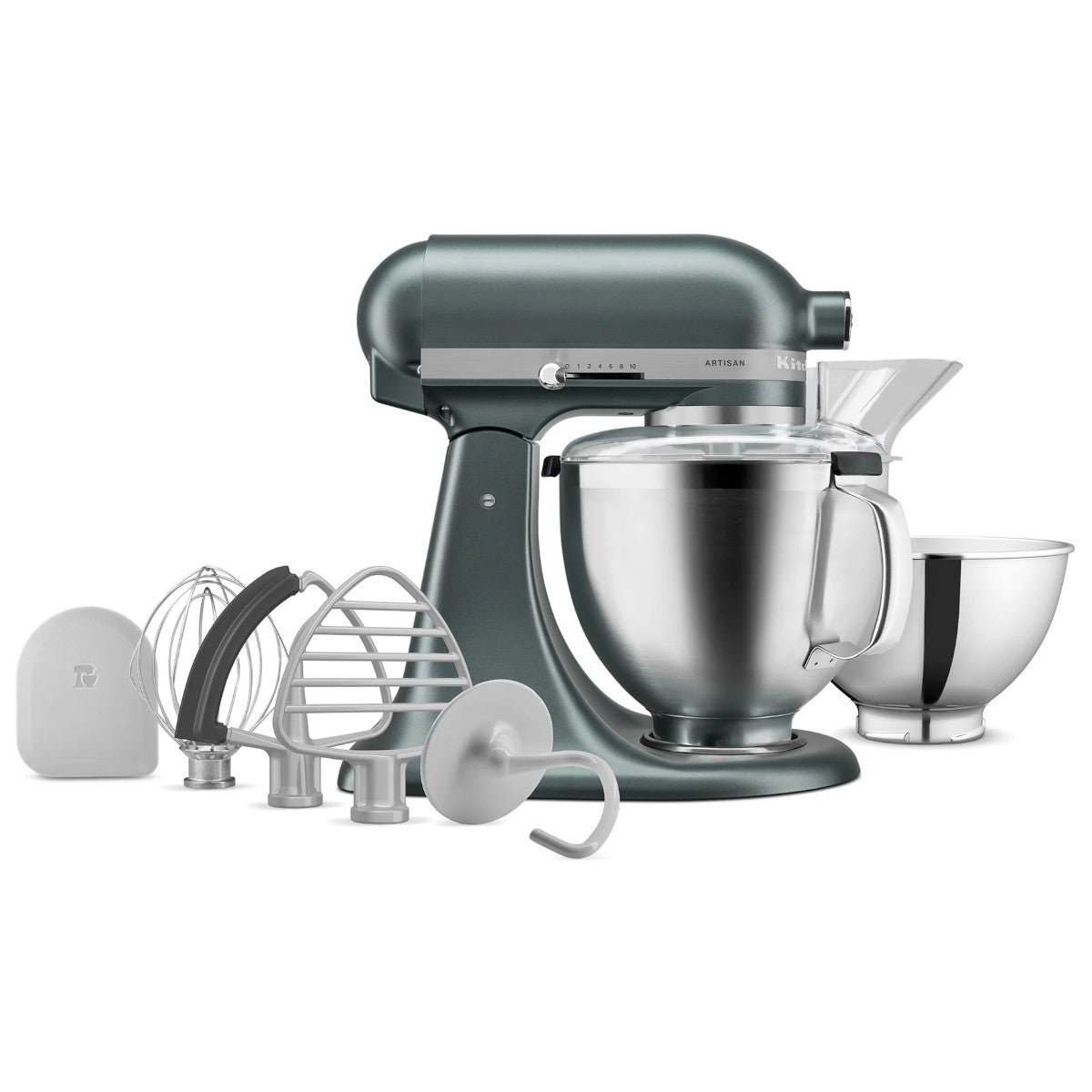 KitchenAid KSM195 Artisan Mixer Juniper – with full set of attachments and bowls