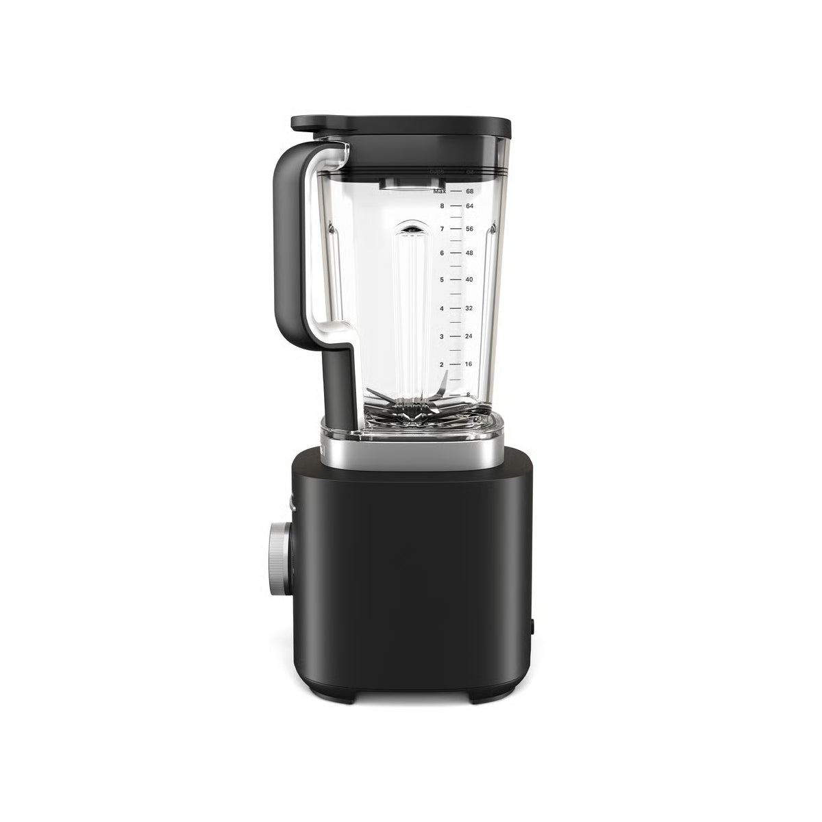 KitchenAid K200 Pure Power Blender Black Matte – Angled view of KitchenAid Pure Power Blender Black Matte highlighting blending jar and speed dial