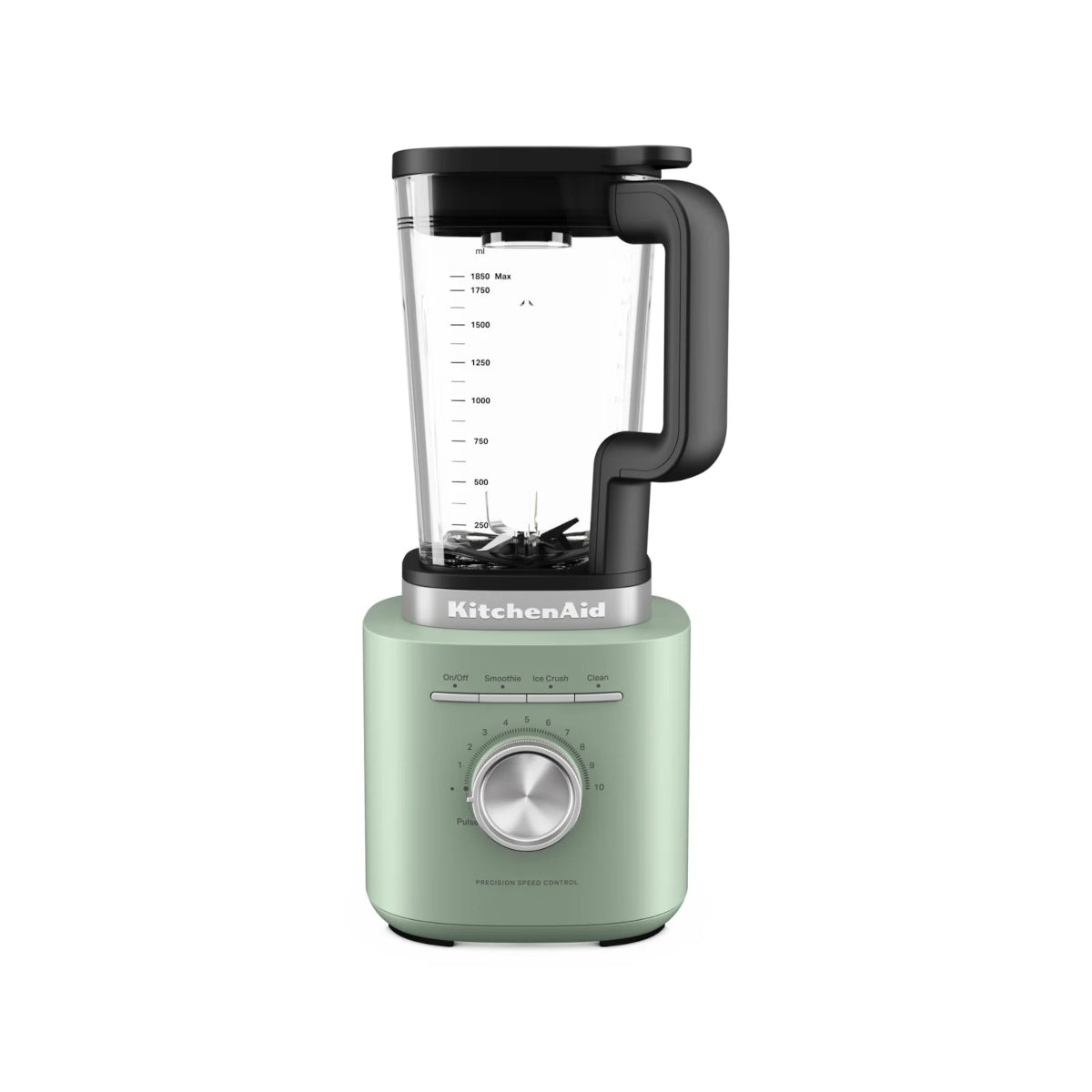 KitchenAid Pure Power Blender with 1.75L glass jar in Cardamom, front view showcasing the precision speed control and preset functions.