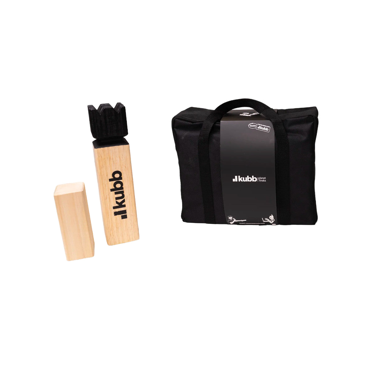 Planet Finska Kubb game set with wooden posts and bag | Minimax