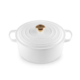 Le Creuset Signature Cast Iron Round Casserole White with Gold Knob 28cm (6.7L) | Minimax
