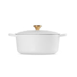 Le Creuset Signature Cast Iron Round Casserole White with Gold Knob 28cm (6.7L) | Minimax