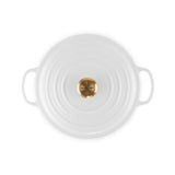 Le Creuset Signature Cast Iron Round Casserole White with Gold Knob 28cm (6.7L) | Minimax