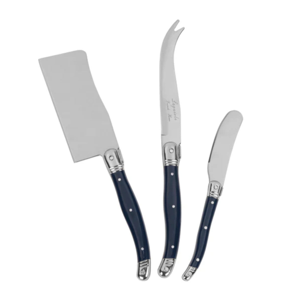 Laguiole Andre Verdier Debutant Cheese Knife Set Navy (3 Piece)