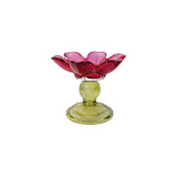 Zina Glass Floral Tealight Green/Ruby 10cm | Minimax