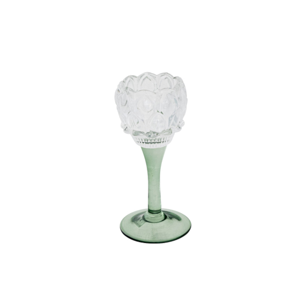 Swing Gifts Zoe Glass Flower Votive Clear/Green Medium 16cm | Minimax