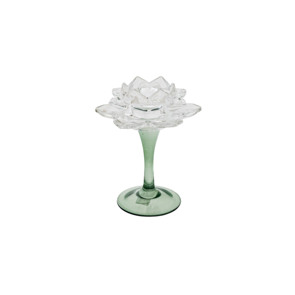 Swing Gifts Zoe Glass Flower Votive Clear/Green Small 15cm | Minimax