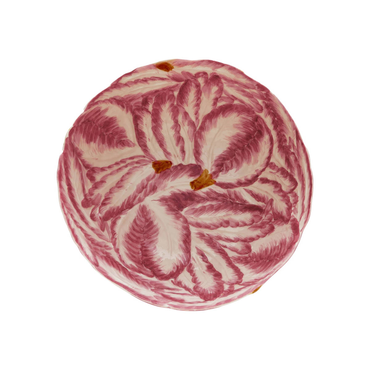 La Ceramica Radicchio Round Bowl Large Red 32x13cm – side view showing painted leaf design