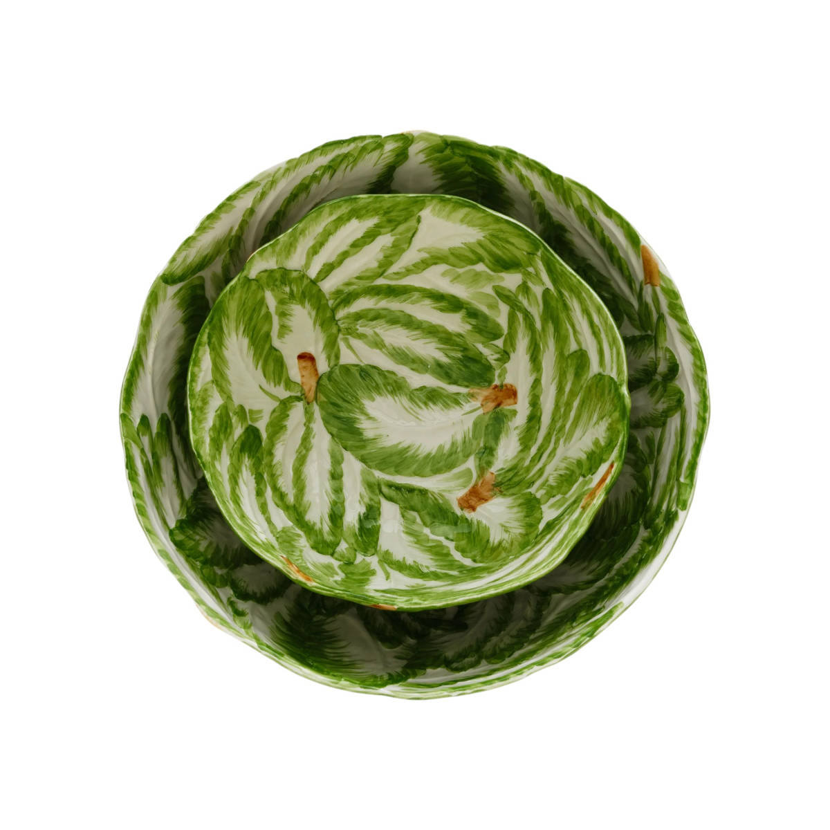 La Ceramica Radicchio Round Bowl Large Green 32x13cm – nested set display showing multiple sizes
