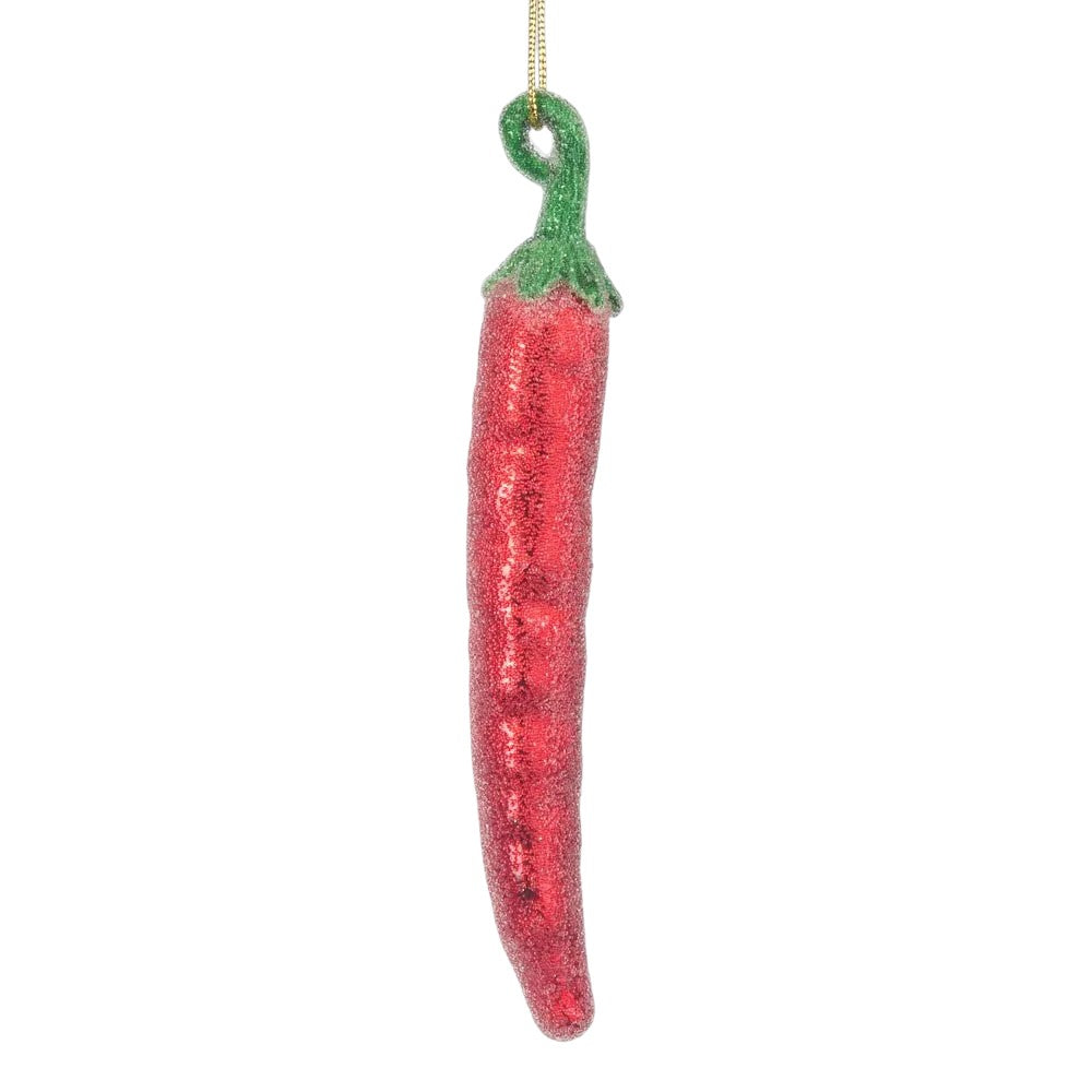 La Dolce Vita Chilli Hanging Decoration – vibrant red chilli ornament with green top, 14cm