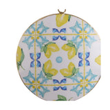 Vixen & Velvet La Dolce Vita Lemon Tile Hanging Decoration 11cm – Mediterranean-inspired lemon design on white tile, 11cm
