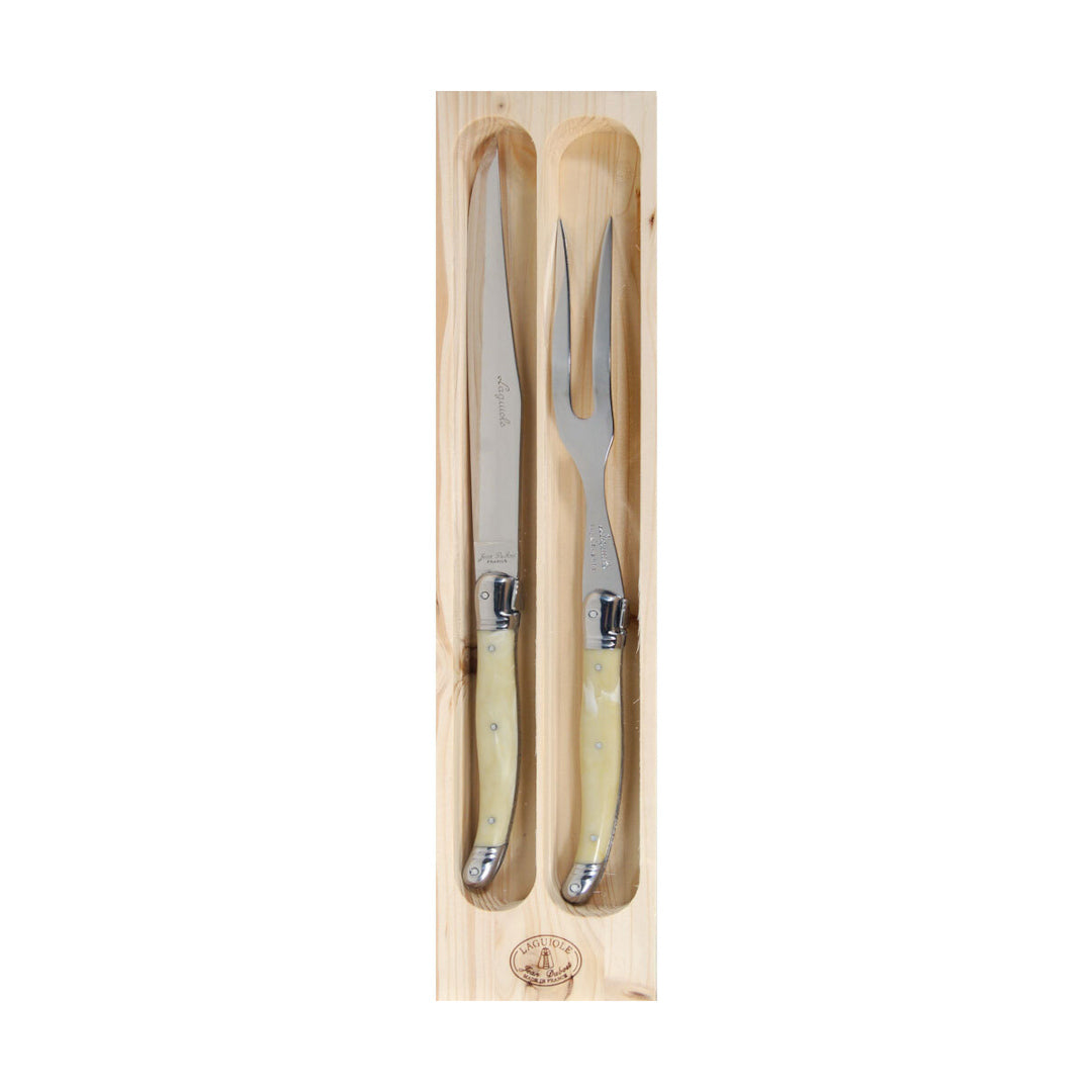 Laguiole Jean Dubost Deluxe Carving Set Light Horn