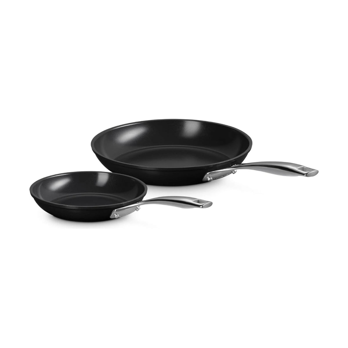 Le Creuset Essential Non-Stick Ceramic Deep Frying Pan Set 24cm & 28cm - side view on white background