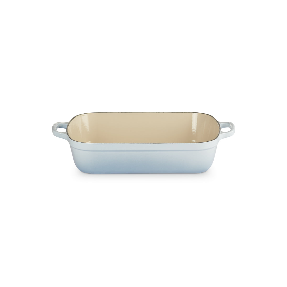 Le Creuset Signature Roaster 33cm Coastal Blue enamelled cast iron rectangular roasting dish with cream interior and loop handles