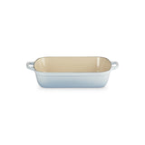 Le Creuset Signature Roaster 33cm Coastal Blue enamelled cast iron rectangular roasting dish with cream interior and loop handles