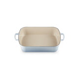 Le Creuset Signature Roaster 33cm Coastal Blue enamelled cast iron rectangular roasting dish with cream interior and loop handles