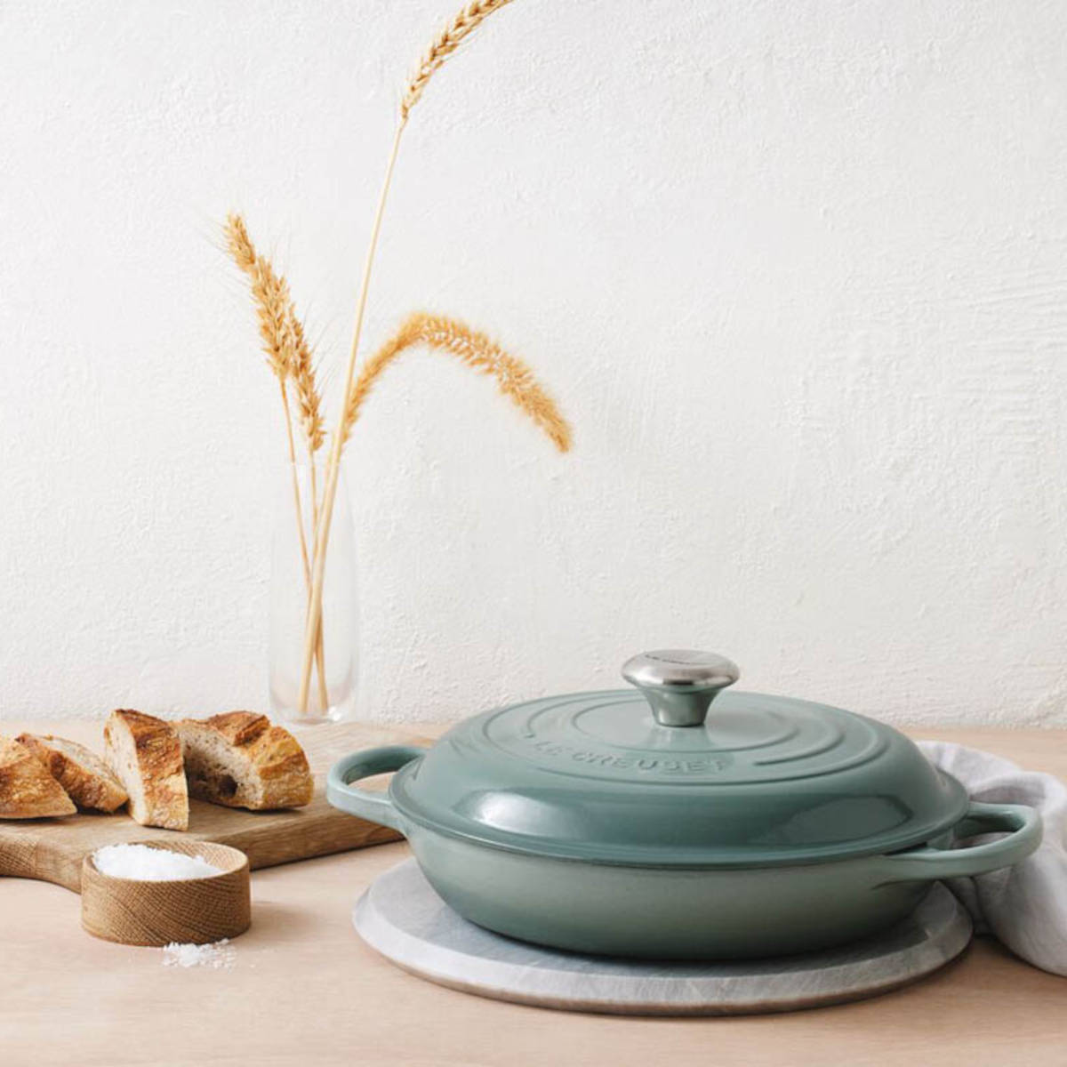 Le Creuset Signature shallow cast iron casserole 26cm 2.2L in Sea Salt