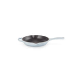 Le Creuset Signature Skillet 20cm Coastal Blue cast iron frying pan with black enamel interior and helper handle