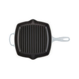 Le Creuset Signature Square Grillit 26cm Coastal Blue cast iron grill pan with black enamel interior and dual pour spouts
