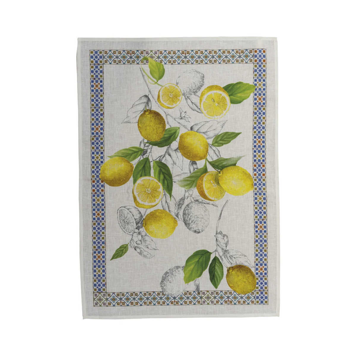 Tessitura Toscana Telerie Lemon Linen Towel Cetara Blu 50 x 70cm | Minimax