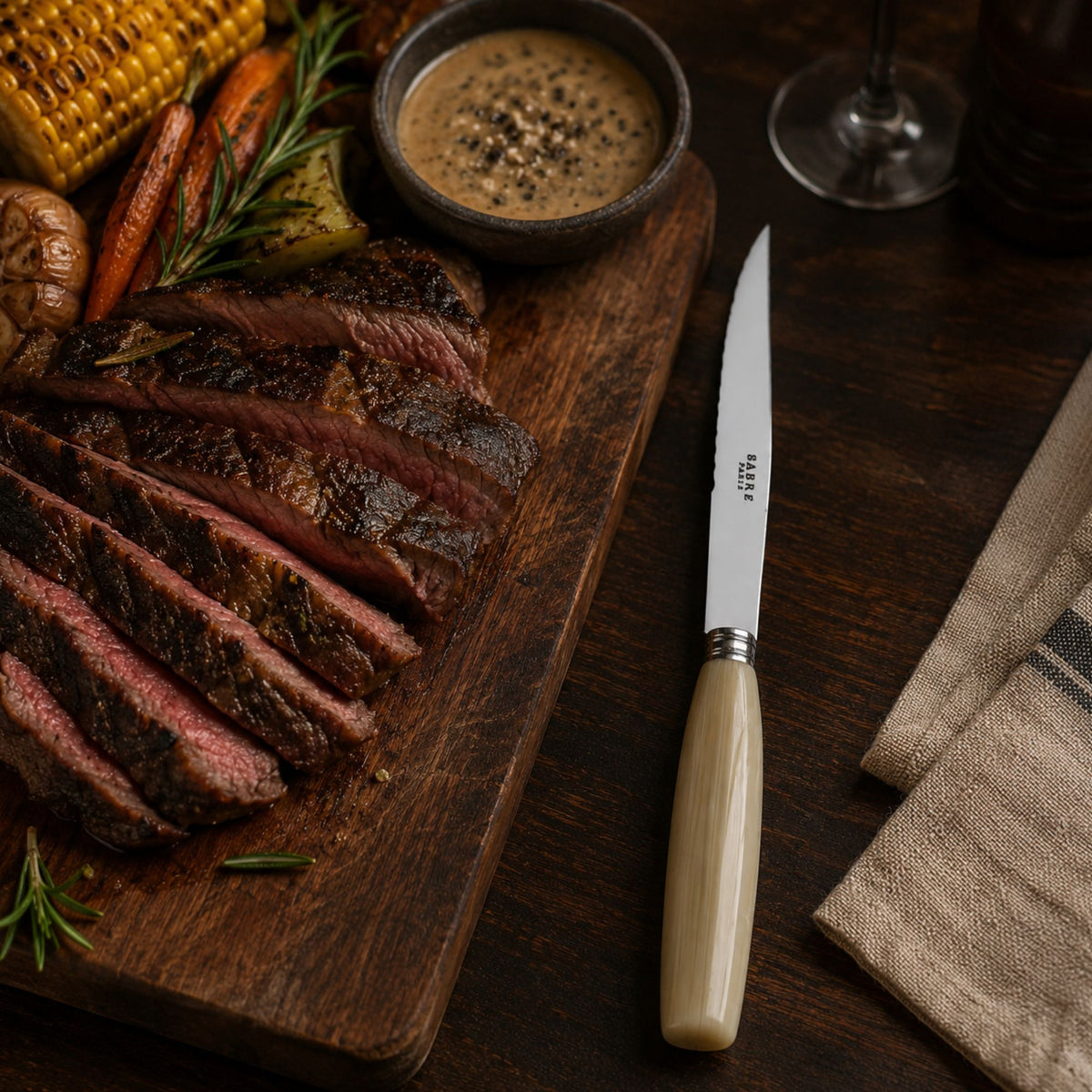 Sabre Paris Djembe Steak Knife Faux Horn