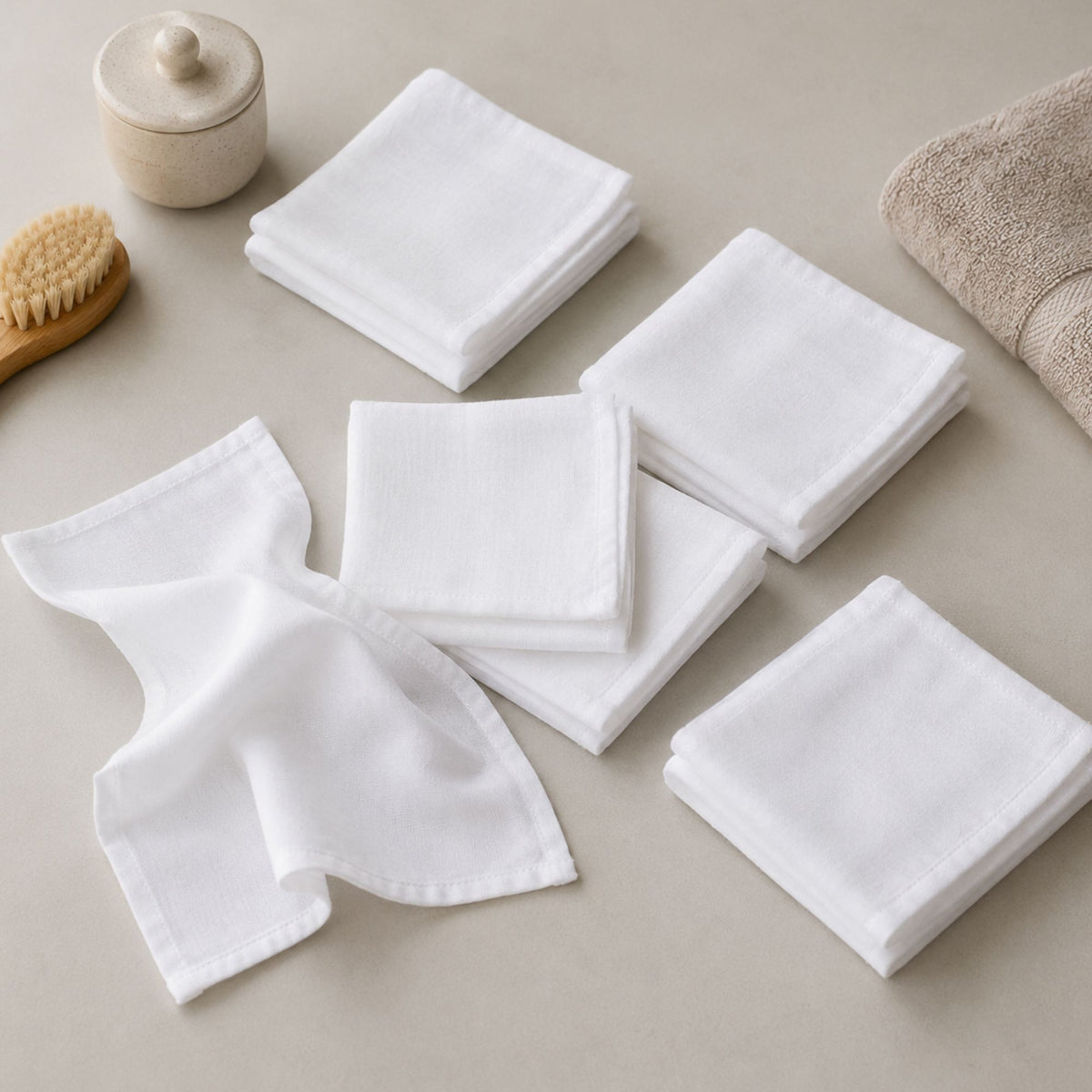 Little Bamboo Muslin Washers Natural 6 Pack