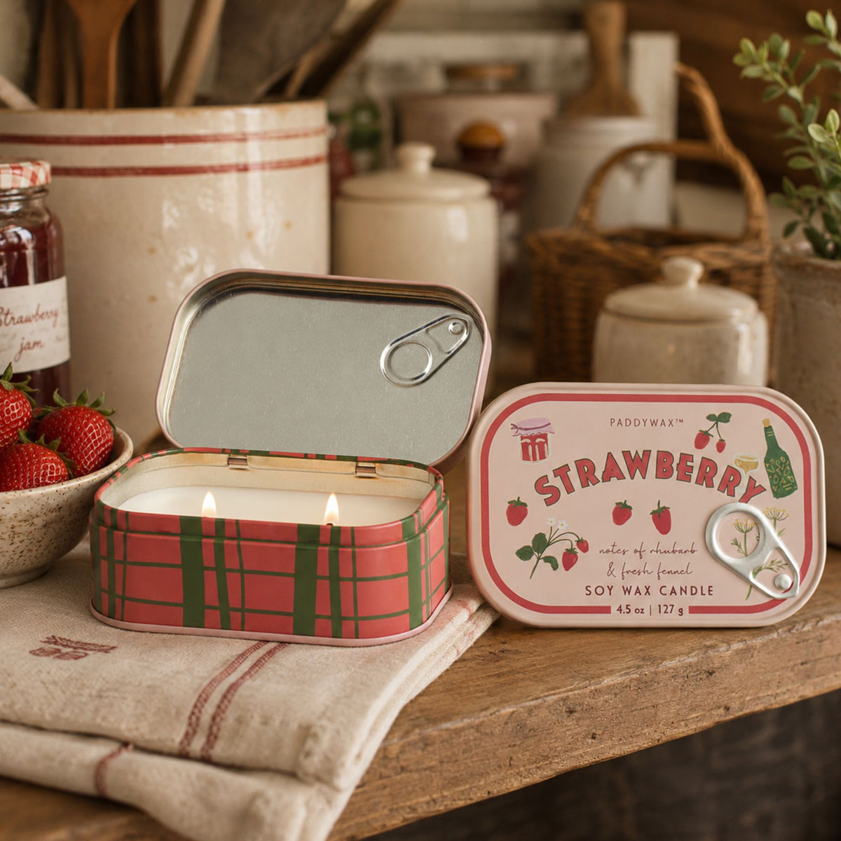 Paddywax Bistro Strawberry Tin Candle 127g