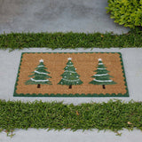 Madras Link Christmas Tree Trio Doormat Green White 45x75cm