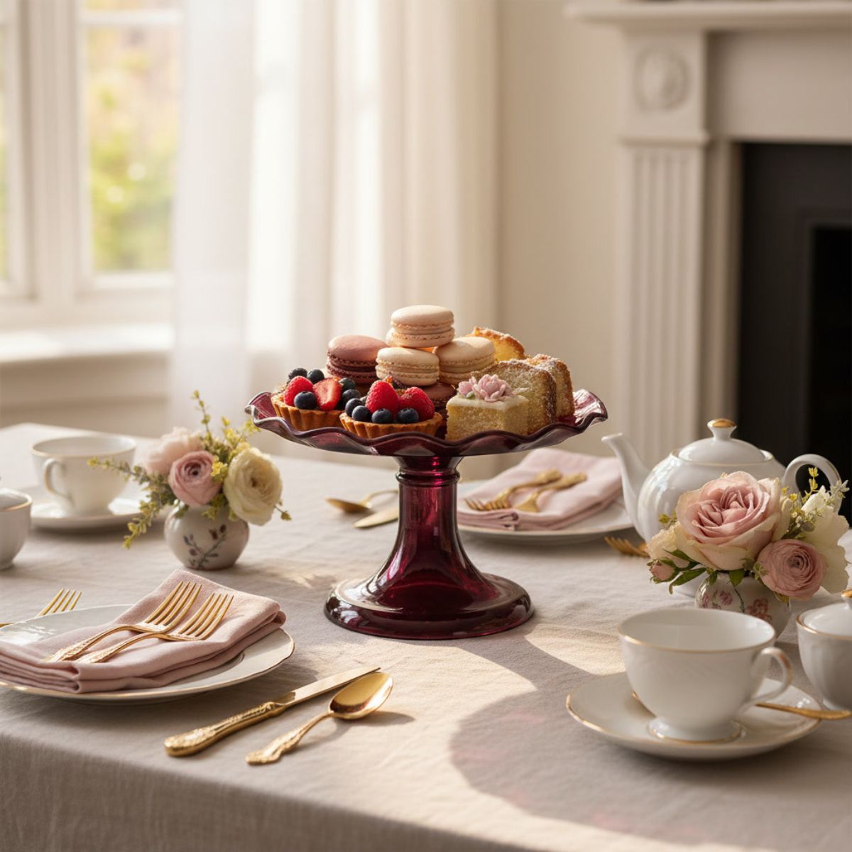 Ecology Ruffle Cake Stand  Elderberry 33cm