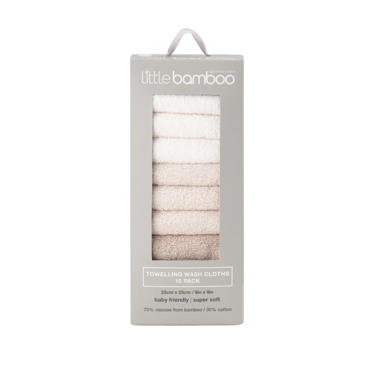 Little Bamboo Baby Towelling Washers Iced Coffee Set of 10 | Minimax