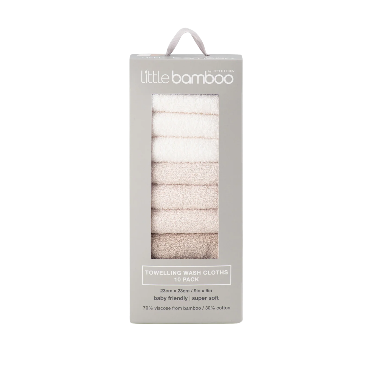 Little Bamboo Baby Towelling Washers Iced Coffee Pack of 10 | Minimax
