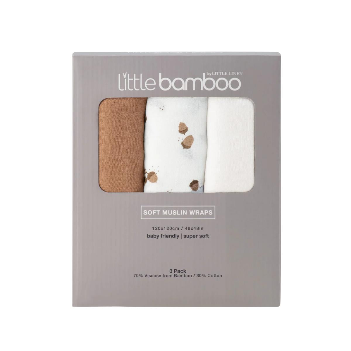 Little Bamboo Muslin Wraps Iced Coffee Set of 3 | Minimax