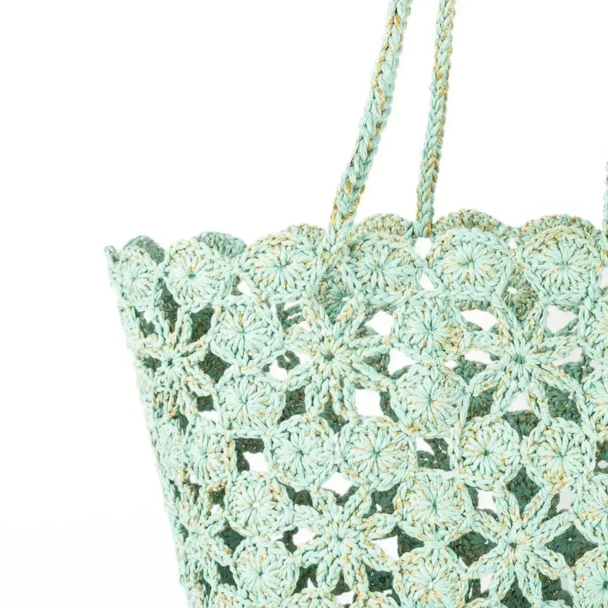 French Bazaar Jane Crochet Basket Lagoon/Gold | Minimax