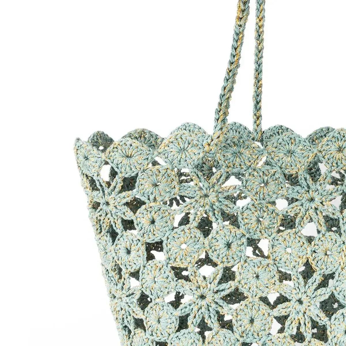 French Bazaar Jane Crochet Basket Celadon/Gold | Minimax