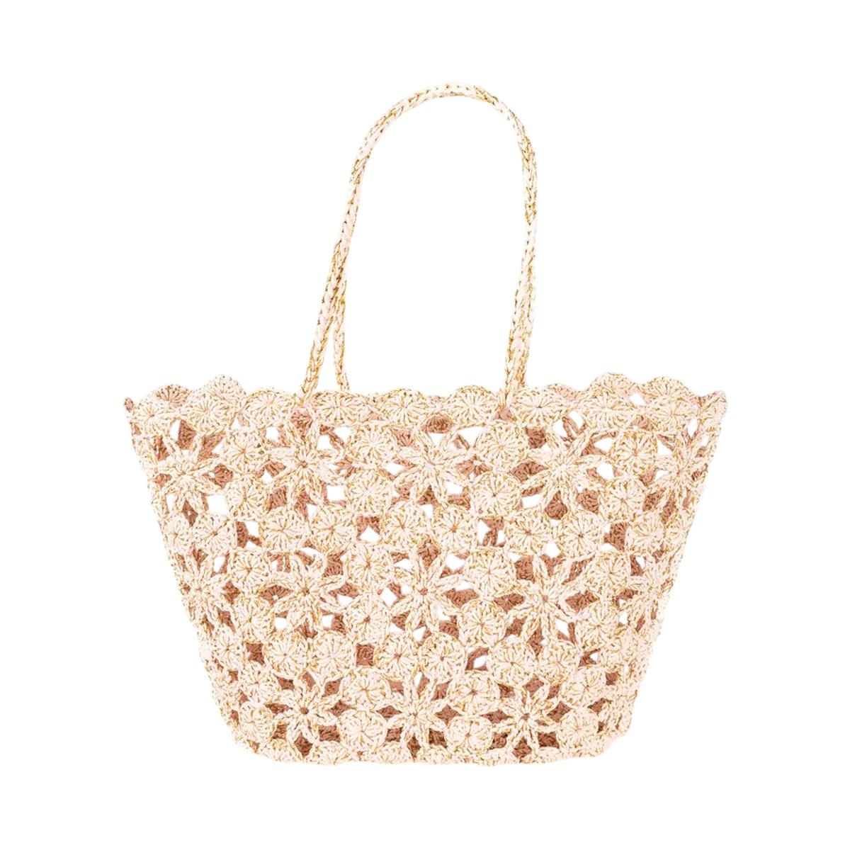 French Bazaar Jane Crochet Basket Pink/Gold | Minimax