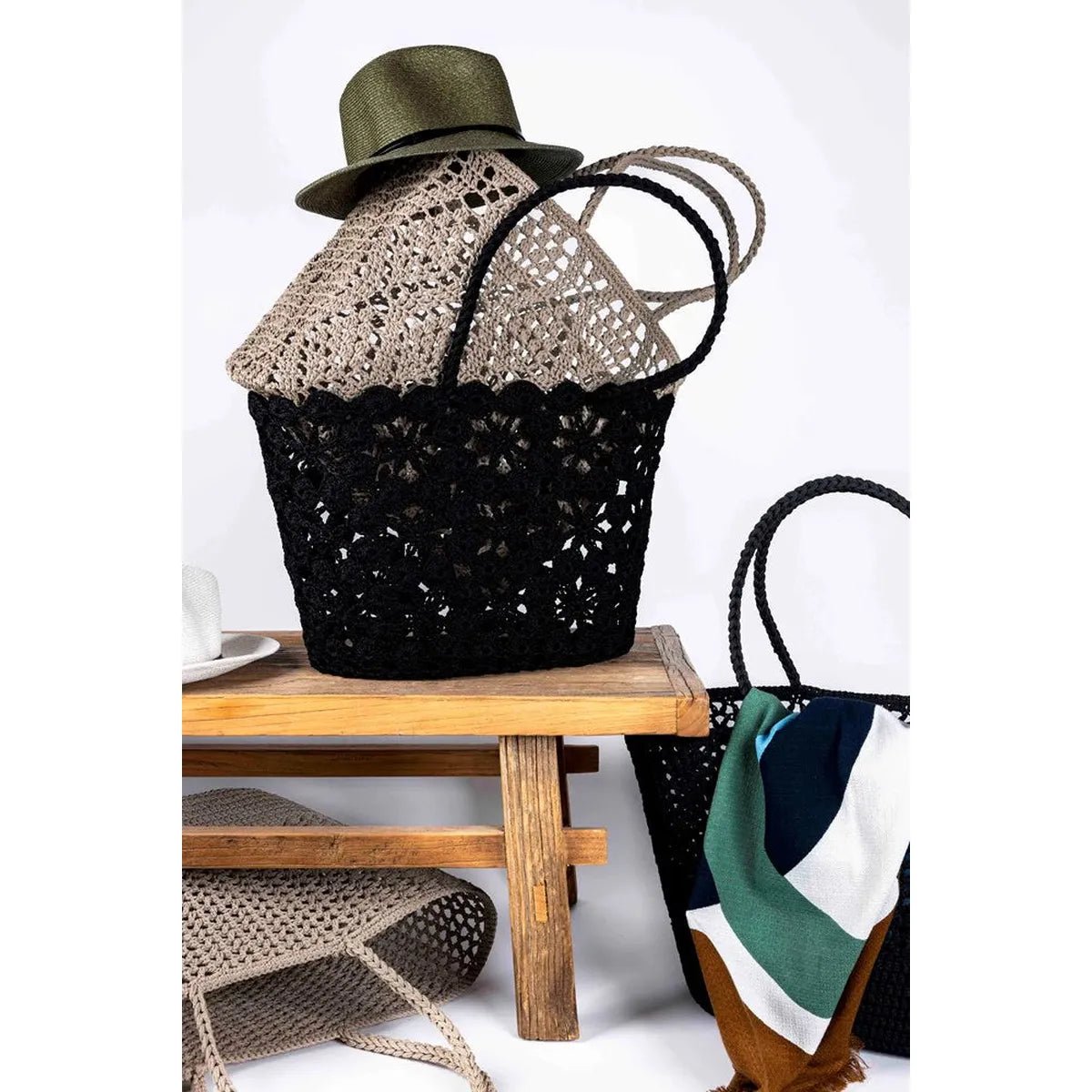 French Bazaar Jane Crochet Basket Black | Minimax