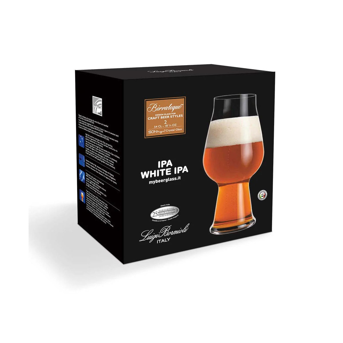 Luigi Bormioli Birrateque Pale Ale Glasses 540ml – retail box packaging with IPA design