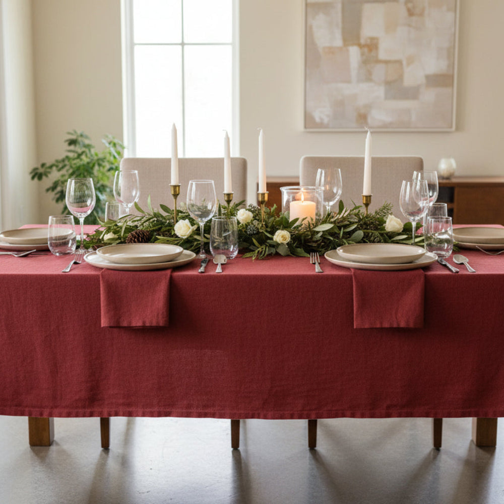 Madras Link Jetty Tablecloth Berry Red 180x280cm | Minimax