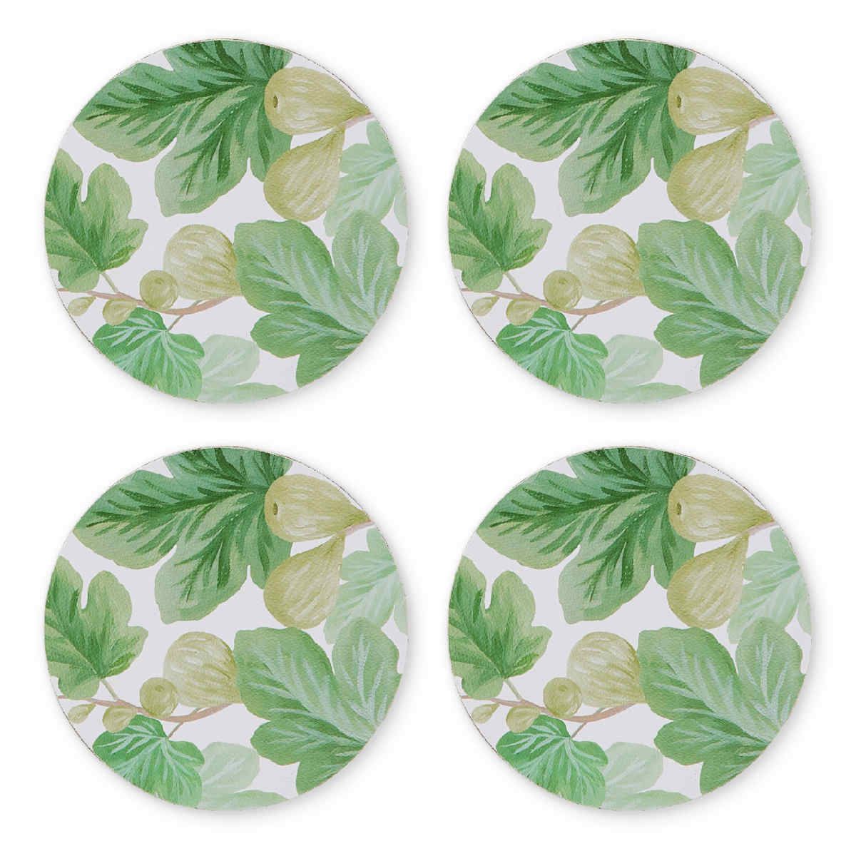 Madras Link Fig Round Coaster Green (Set of 4) | Minimax