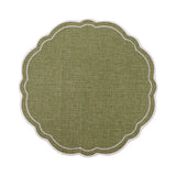 Madras Link Claudia Scalloped Round Placemat Green/White 33cm | Minimax