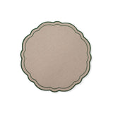 Madras Link Claudia Scalloped Round Placemat Natural Green 33cm