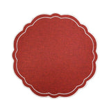 Madras Link Claudia Scalloped Round Placemat Red/White 33cm | Minimax