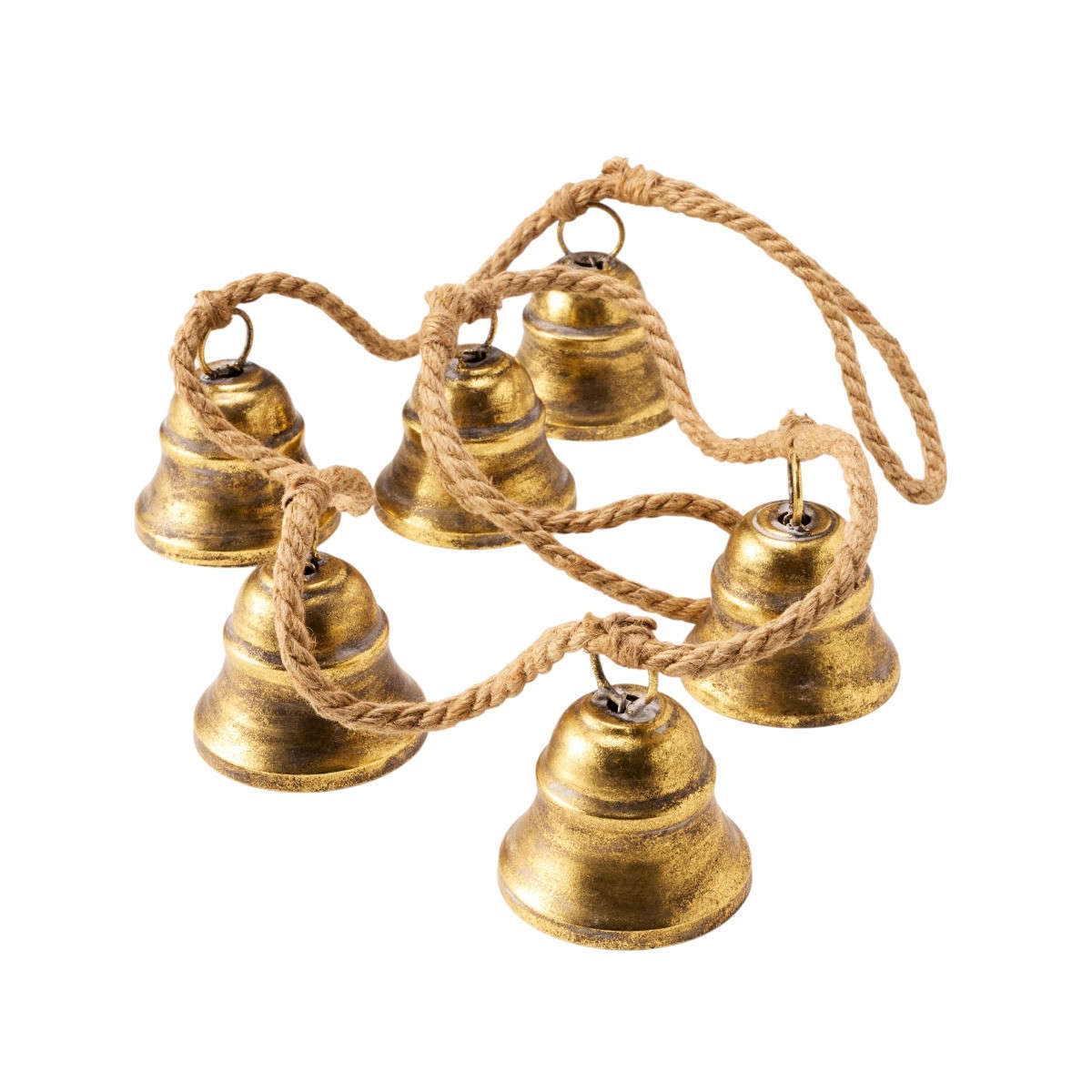 Made for Minimax Jingle Large Gold Bell Garland 1.4m – a festive garland featuring six antique gold bells