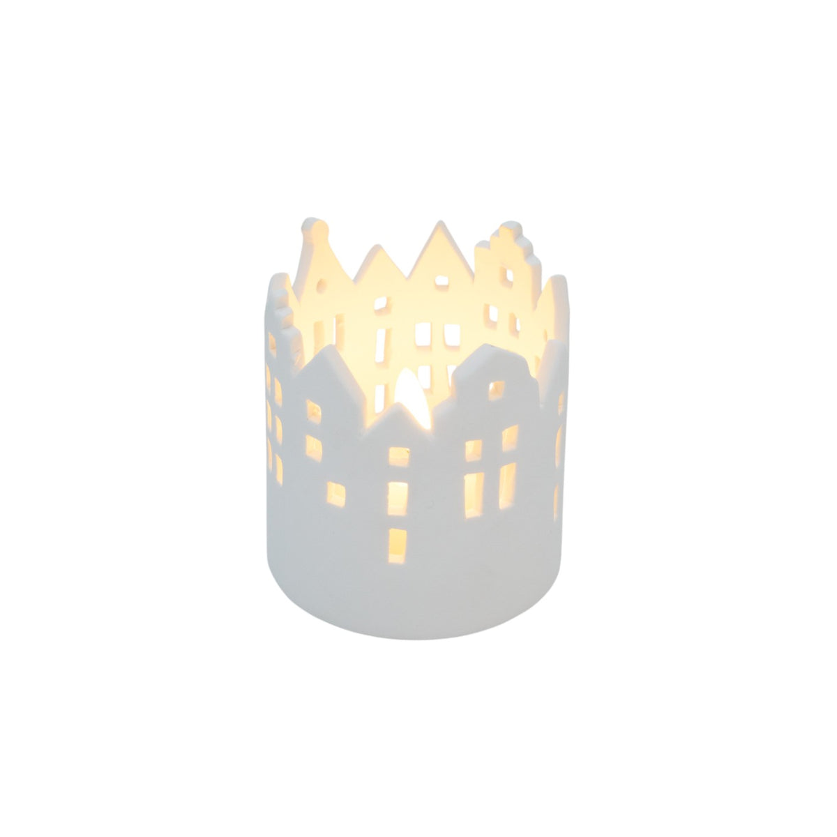 Christmas by Minimax Village Crown Tealight 7x8cm – decorative village tealight holder