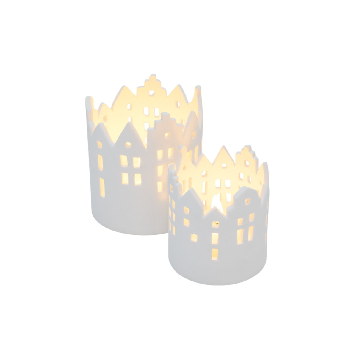 Christmas by Minimax Village Crown Tealight 7x8cm – glowing village cutout candle holder