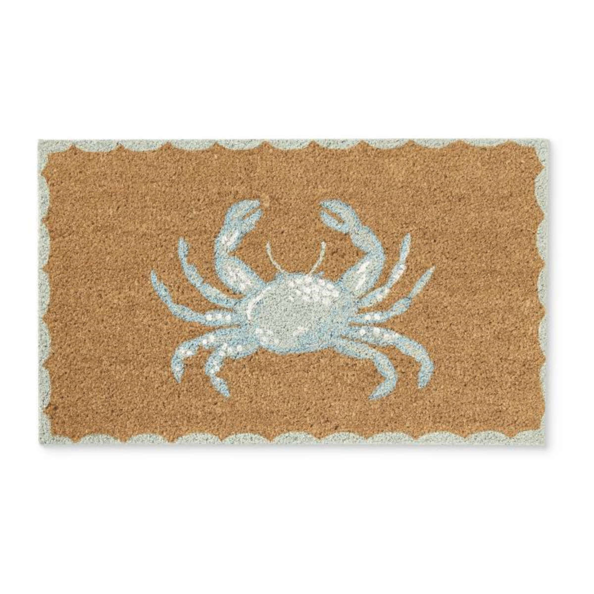 Madras Link Crab Doormat Blue 45x75cm – natural coir doormat featuring coastal-inspired crab motif in blue, perfect for beach house entry.
