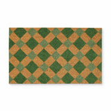 Madras Link Diamond Check Doormat Green 45 x 75cm with green diamond pattern on natural coir